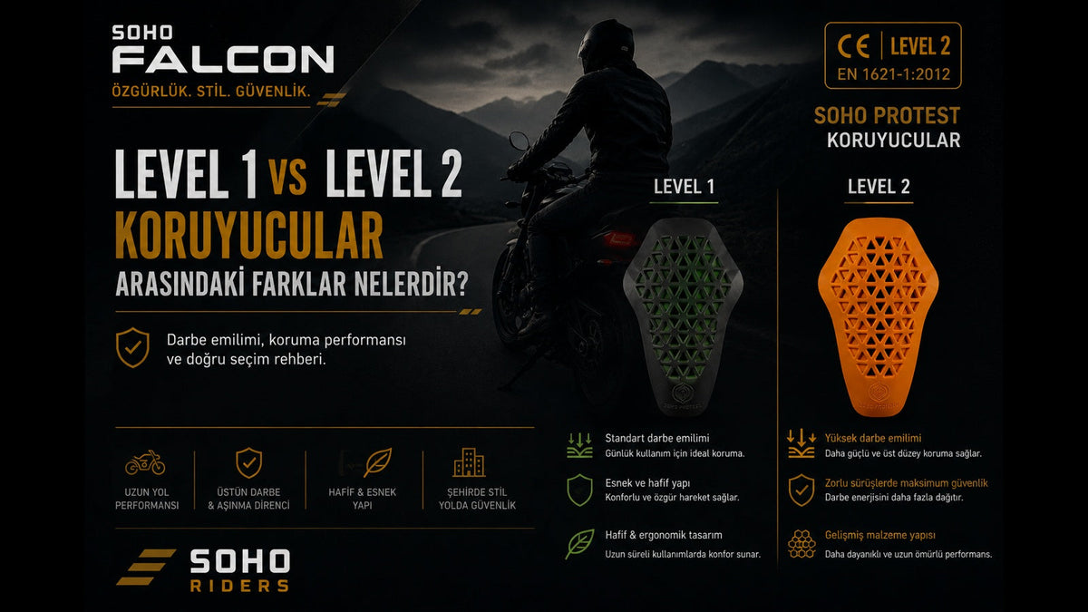 Motosiklet ekipmanlarında Level 1 ve Level 2 koruyucular arasındaki farklar — SoHo Riders